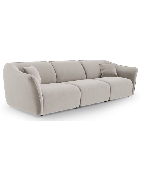 Canapé Modulaire Velours Flora 5 Places beige clair - 292x102x79 cm
