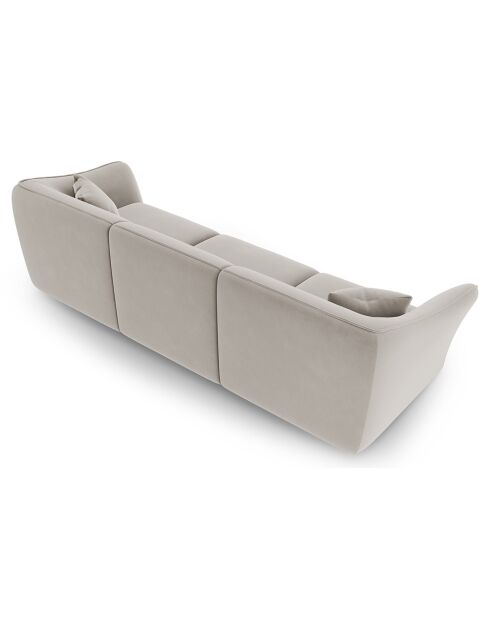 Canapé Modulaire Velours Flora 5 Places beige clair - 292x102x79 cm
