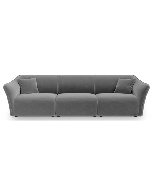 Canapé Modulaire Velours Flora 5 Places gris clair - 292x102x79 cm