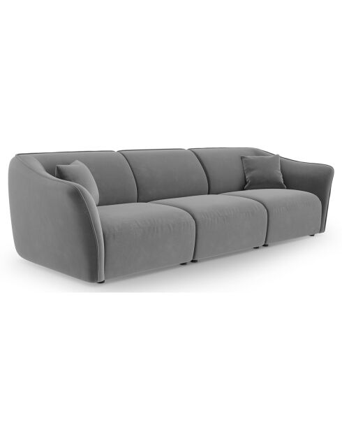Canapé Modulaire Velours Flora 5 Places gris clair - 292x102x79 cm