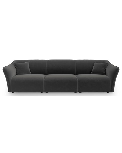 Canapé Modulaire Velours Flora 5 Places gris foncé - 292x102x79 cm