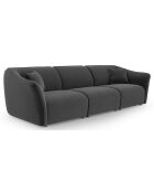 Canapé Modulaire Velours Flora 5 Places gris foncé - 292x102x79 cm