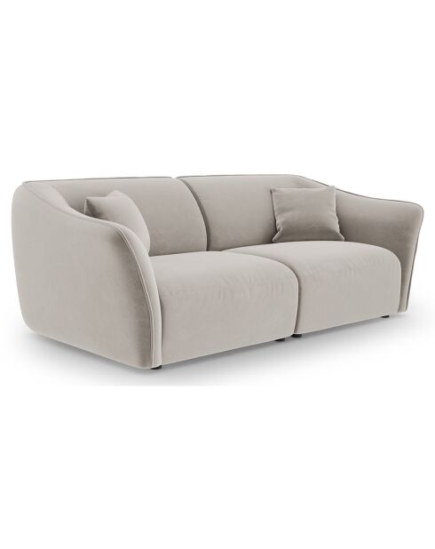 Canapé Modulaire Velours Flora 3 Places beige clair - 206x102x79 cm