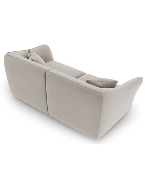 Canapé Modulaire Velours Flora 3 Places beige clair - 206x102x79 cm