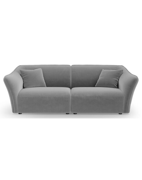 Canapé Modulaire Velours Flora 3 Places gris clair - 206x102x79 cm
