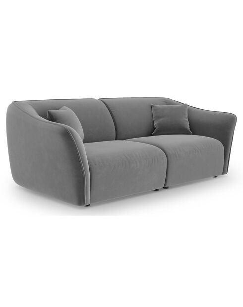 Canapé Modulaire Velours Flora 3 Places gris clair - 206x102x79 cm