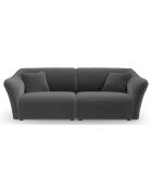 Canapé Modulaire Velours Flora 3 Places gris foncé - 206x102x79 cm