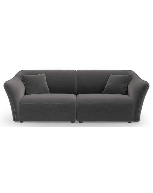 Canapé Modulaire Velours Flora 3 Places gris foncé - 206x102x79 cm
