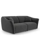 Canapé Modulaire Velours Flora 3 Places gris foncé - 206x102x79 cm