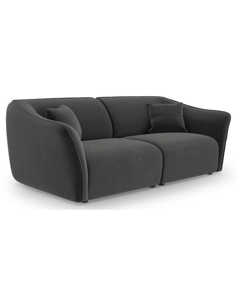 Canapé Modulaire Velours Flora 3 Places gris foncé - 206x102x79 cm