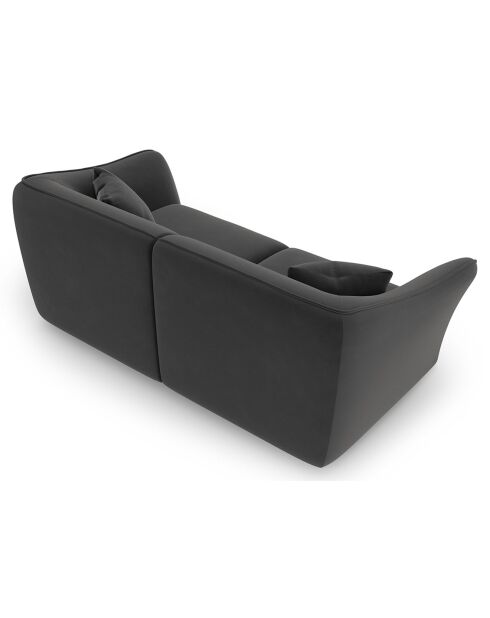 Canapé Modulaire Velours Flora 3 Places gris foncé - 206x102x79 cm