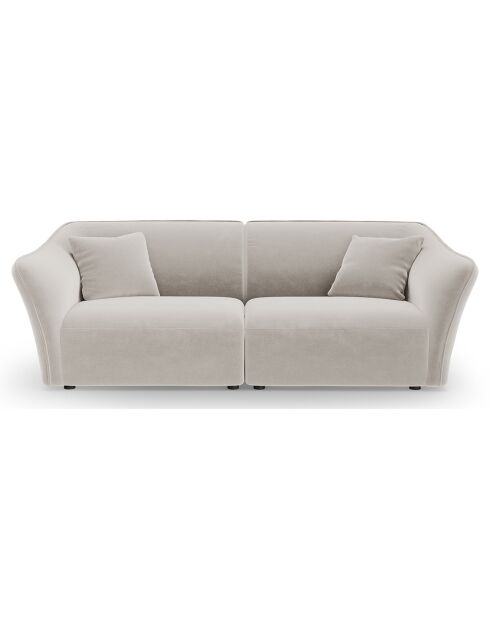 Canapé Modulaire Velours Flora 3 Places beige clair - 206x102x79 cm
