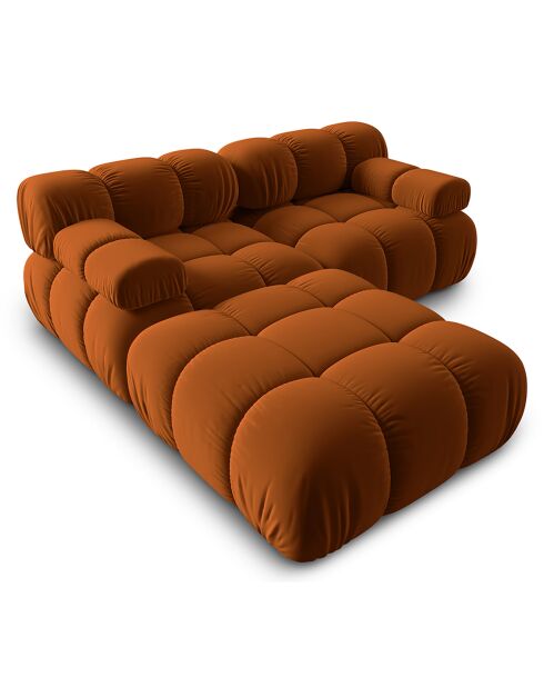 Divano modulare Tropea 3 posti in velluto terracotta - 188x188x63 cm