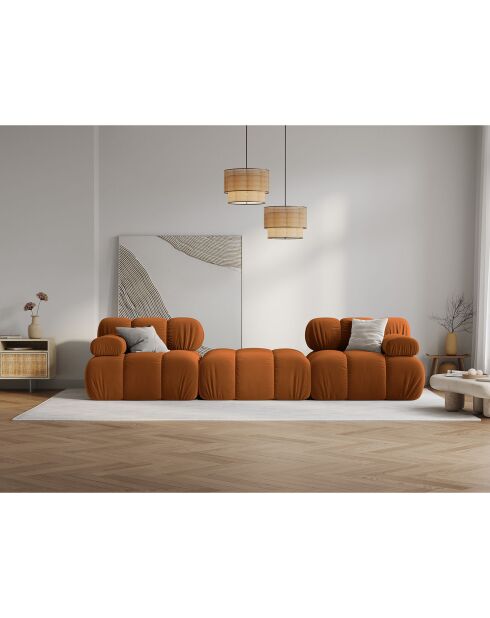 Divano modulare Tropea 3 posti in velluto terracotta - 188x188x63 cm