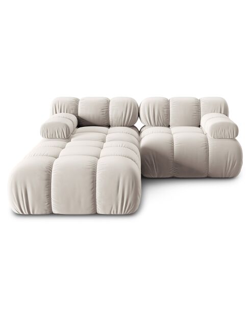 Canapé Modulaire Velours Tropea 3 Places beige clair - 188x188x63 cm