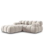 Canapé Modulaire Velours Tropea 3 Places beige clair - 188x188x63 cm