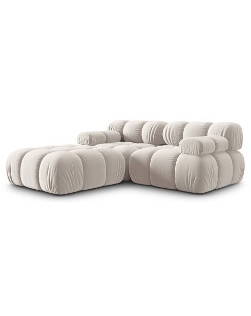 Canapé Modulaire Velours Tropea 3 Places beige clair - 188x188x63 cm