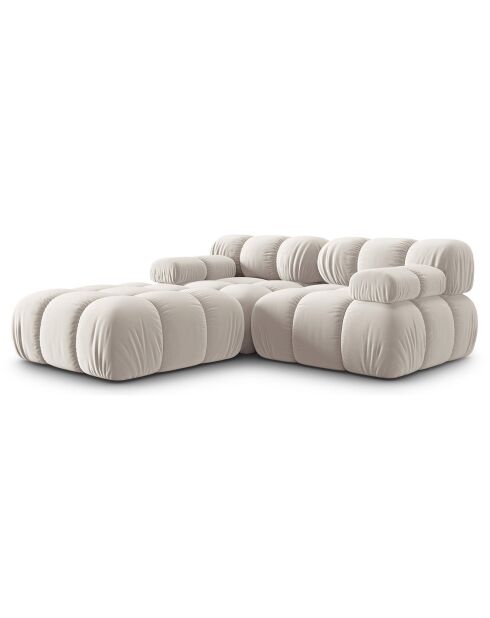 Canapé Modulaire Velours Tropea 3 Places beige clair - 188x188x63 cm