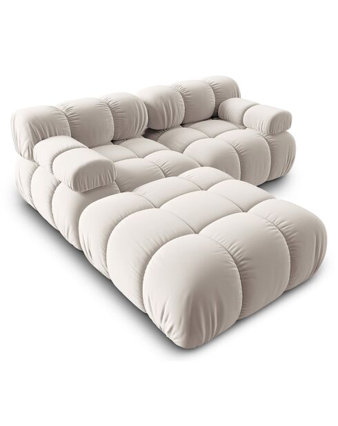 Canapé Modulaire Velours Tropea 3 Places beige clair - 188x188x63 cm