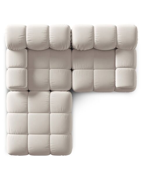 Canapé Modulaire Velours Tropea 3 Places beige clair - 188x188x63 cm