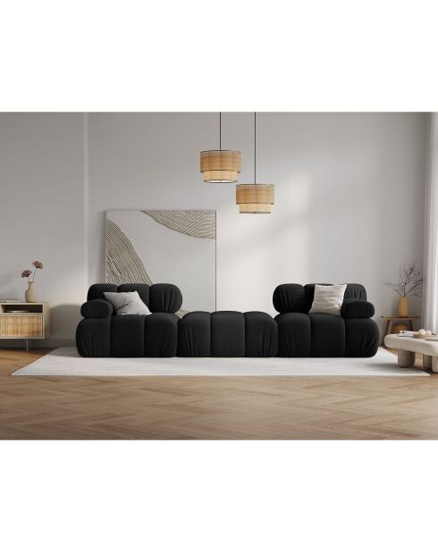 Canapé Modulaire Velours Tropea 3 Places noir - 188x188x63 cm