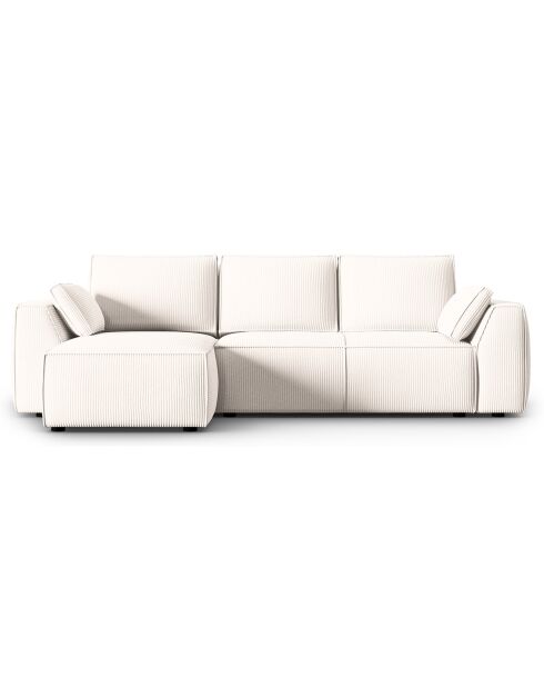 Canapé Angle Gauche Convertible avec Coffre Sophia 3 Places ivoire - 248x165x87 cm
