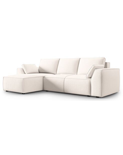 Canapé Angle Gauche Convertible avec Coffre Sophia 3 Places ivoire - 248x165x87 cm