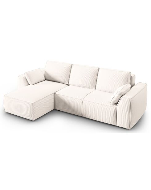 Canapé Angle Gauche Convertible avec Coffre Sophia 3 Places ivoire - 248x165x87 cm