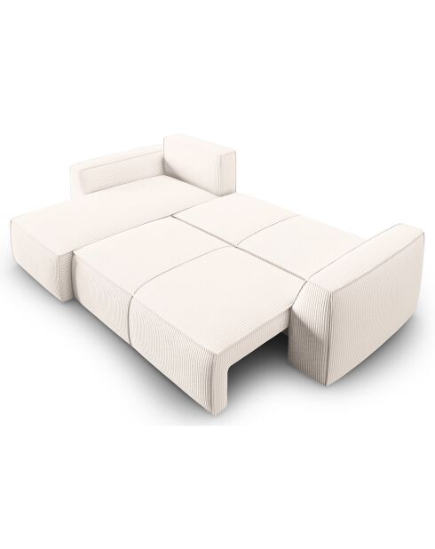 Canapé Angle Gauche Convertible avec Coffre Sophia 3 Places ivoire - 248x165x87 cm