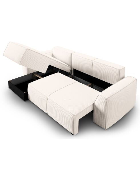 Canapé Angle Gauche Convertible avec Coffre Sophia 3 Places ivoire - 248x165x87 cm