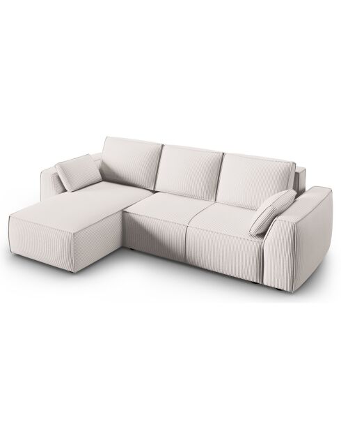 Canapé Angle Gauche Convertible avec Coffre Sophia 3 Places beige - 248x165x87 cm