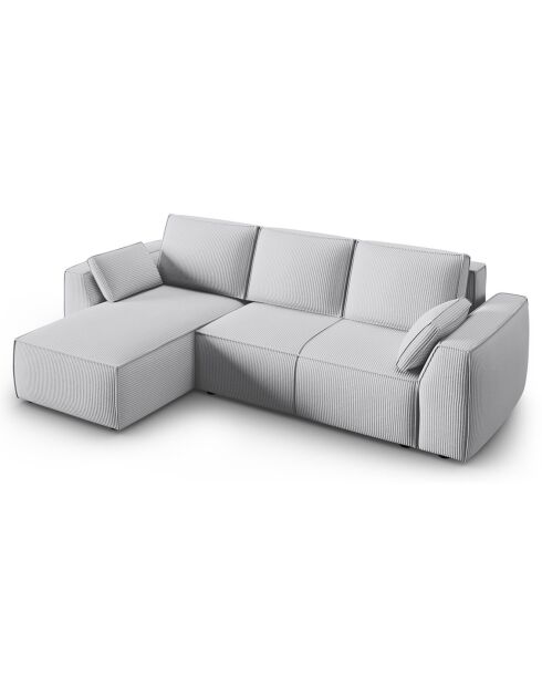 Canapé Angle Gauche Convertible avec Coffre Sophia 3 Places gris clair - 248x165x87 cm