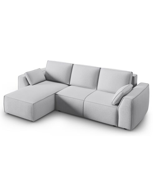 Canapé Angle Gauche Convertible avec Coffre Sophia 3 Places gris clair - 248x165x87 cm