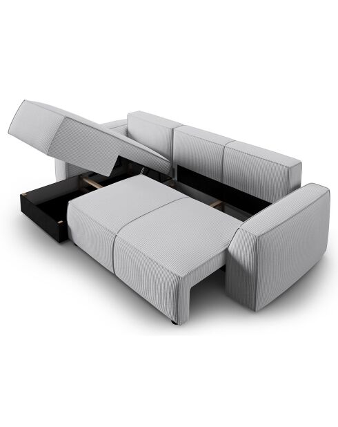 Canapé Angle Gauche Convertible avec Coffre Sophia 3 Places gris clair - 248x165x87 cm