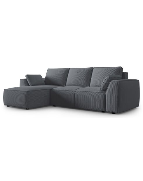 Canapé Angle Gauche Convertible avec Coffre Sophia 3 Places gris - 248x165x87 cm
