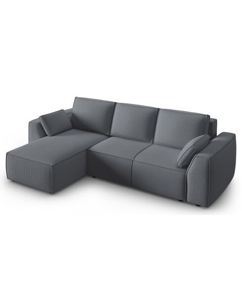 Canapé Angle Gauche Convertible avec Coffre Sophia 3 Places gris - 248x165x87 cm