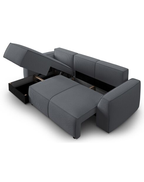 Canapé Angle Gauche Convertible avec Coffre Sophia 3 Places gris - 248x165x87 cm