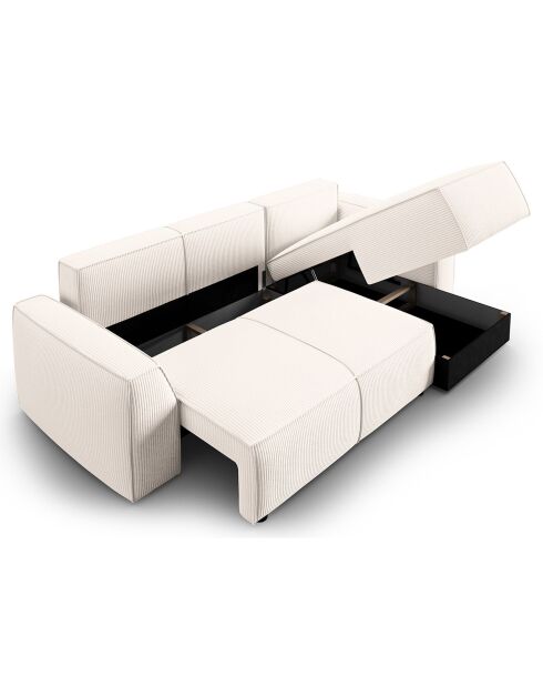 Canapé Angle Droit Convertible avec Coffre Sophia 3 Places ivoire - 248x165x87 cm