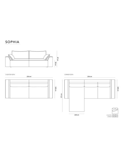 Canapé Angle Droit Convertible avec Coffre Sophia 3 Places beige - 248x165x87 cm