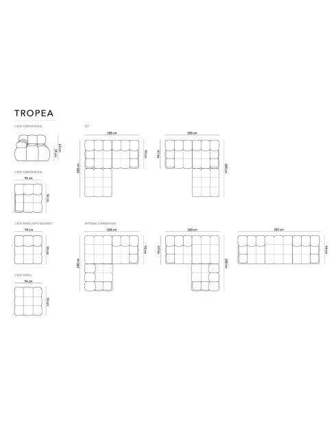 Tropea 4-zits fluwelen fauteuil in terracotta met linkerstoel - 282x94x63 cm