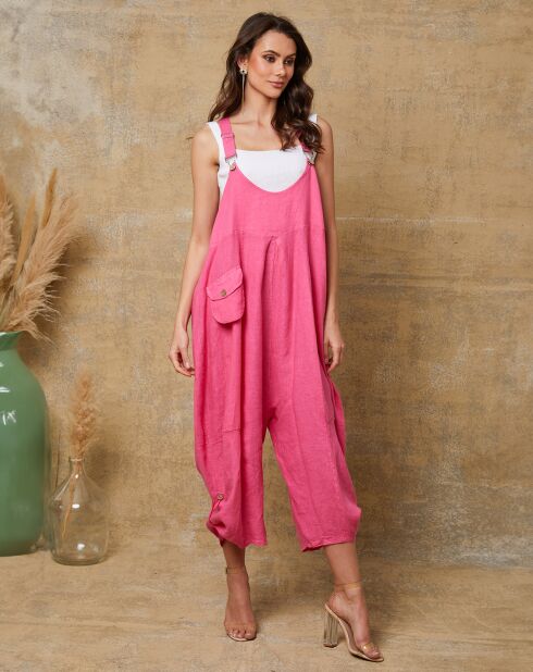 Salopette 100% Lin Bridge fushia