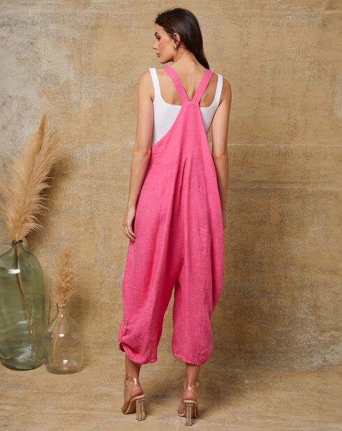 Salopette 100% Lin Bridge fushia