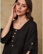 Robe 100% Lin Cadence noire
