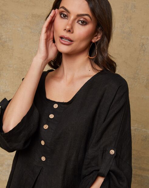 Cadence zwarte jurk van 100% linnen