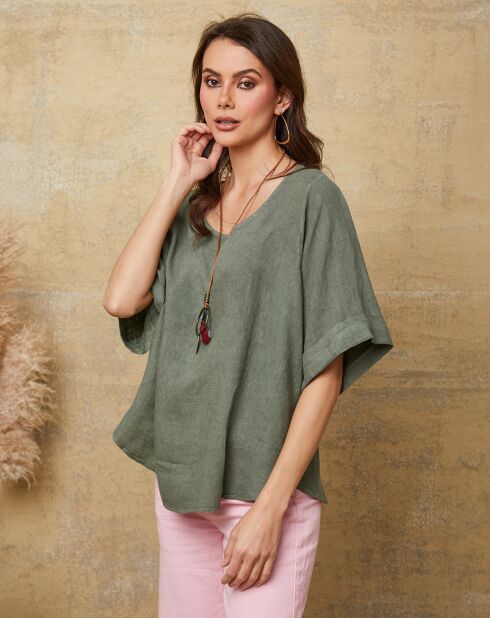 Top caqui Calane 100% lino