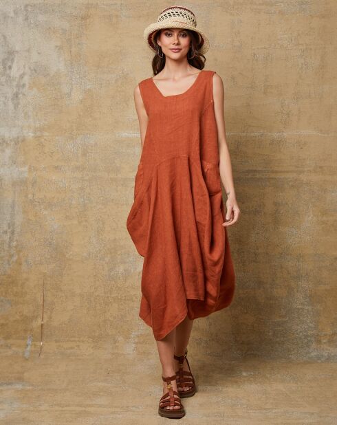 Robe 100% Lin Candreva brique