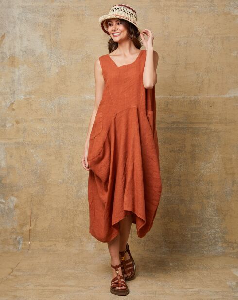 Robe 100% Lin Candreva brique