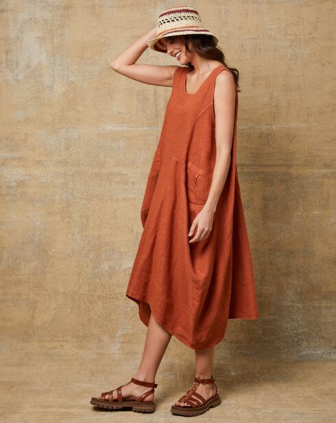 Robe 100% Lin Candreva brique