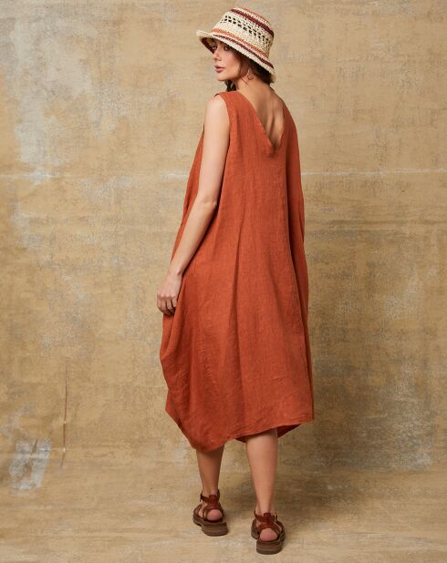 Robe 100% Lin Candreva brique