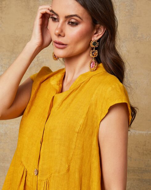 Abito Deka 100% lino senape